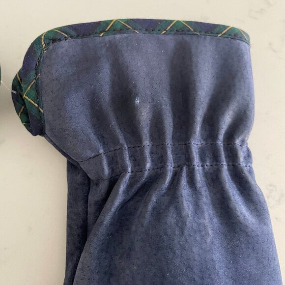 Charter Collection Vtg Fleece Lined Acrylic Gloves Tartan Trim Blue Grn Sz M - Picture 9 of 10